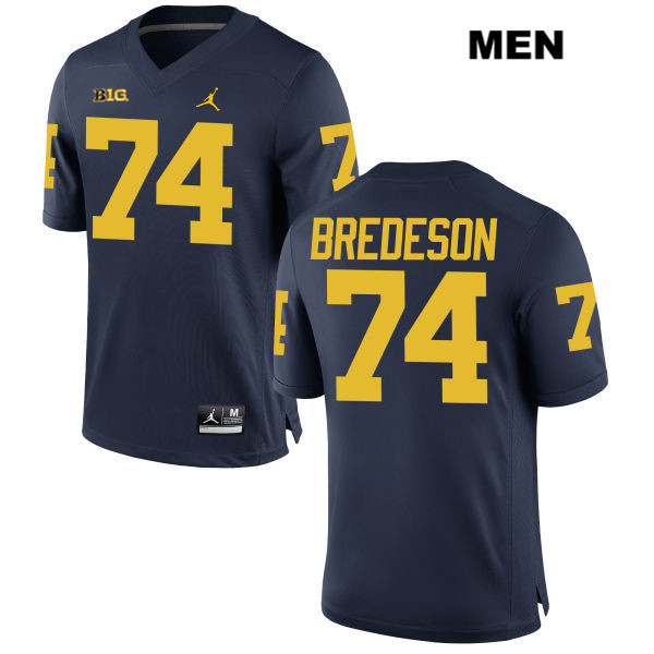 Men's NCAA Michigan Wolverines Ben Bredeson #74 Navy Jordan Brand Authentic Stitched Football College Jersey XV25Z31AL